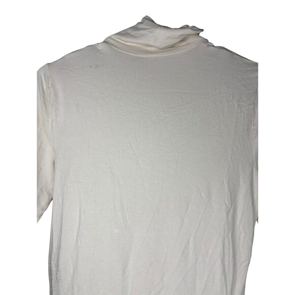 Lauren Ralph Lauren Women’s Mock Neck Top Ivory Cream M Elbow Sleeve Minimalist - Picture 8 of 10